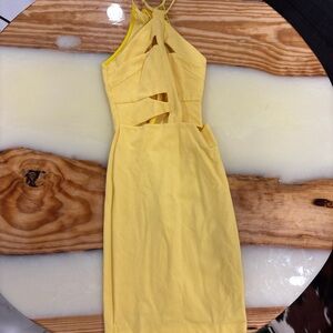 Elegant Yellow Halter Dress